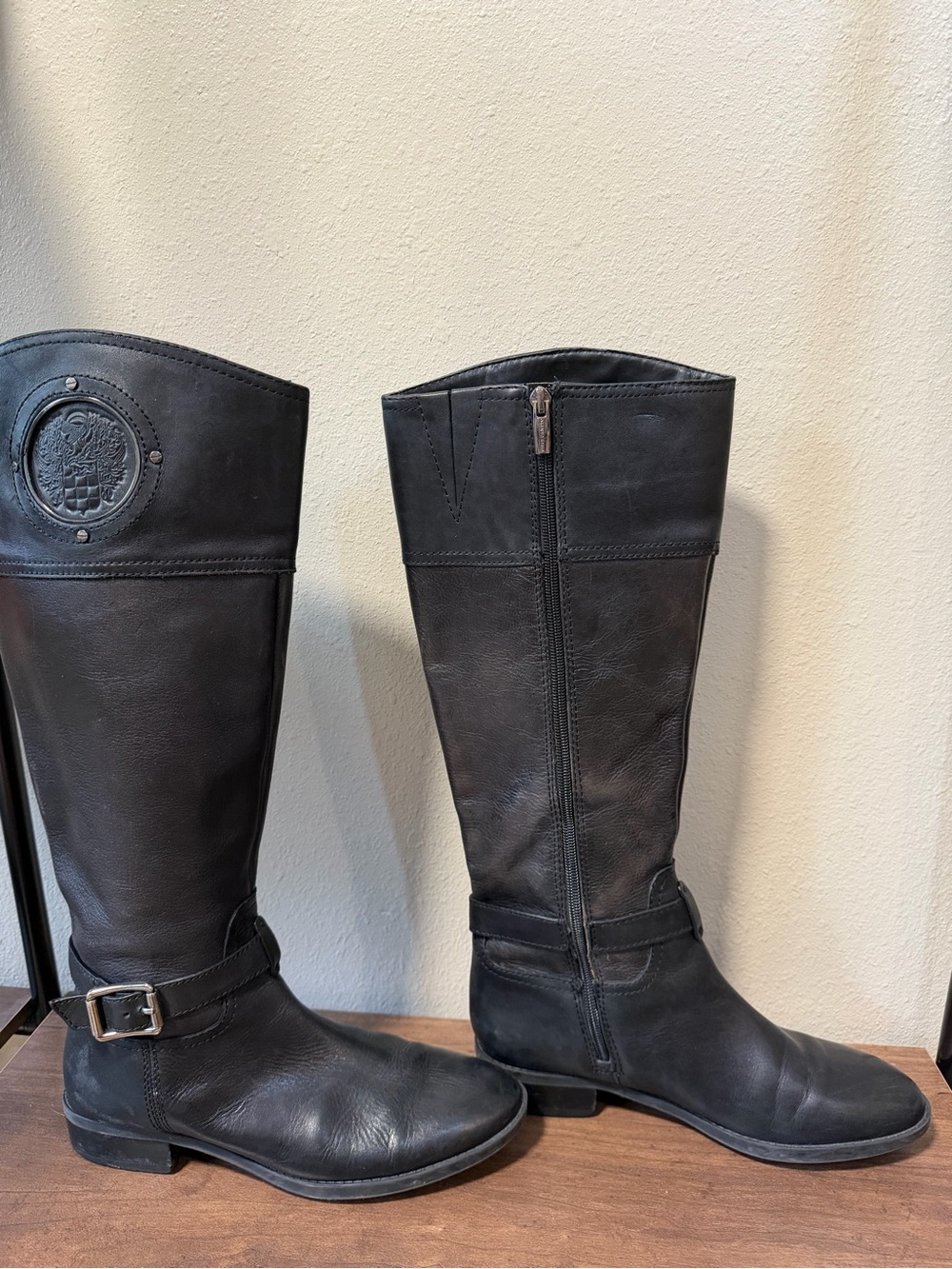 Vince Camuto Black Leather Riding Boots – Women’s Size 8M